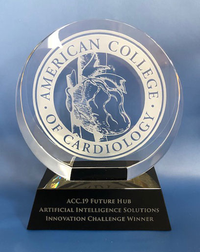 American College of Cardiology Keynote Speakers Award. etched glass on solid base