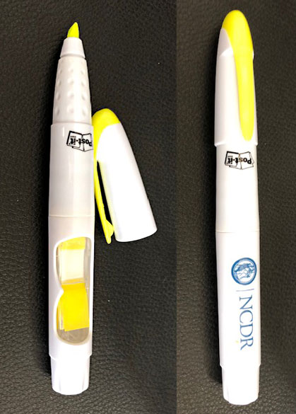 White highlighter with company logo